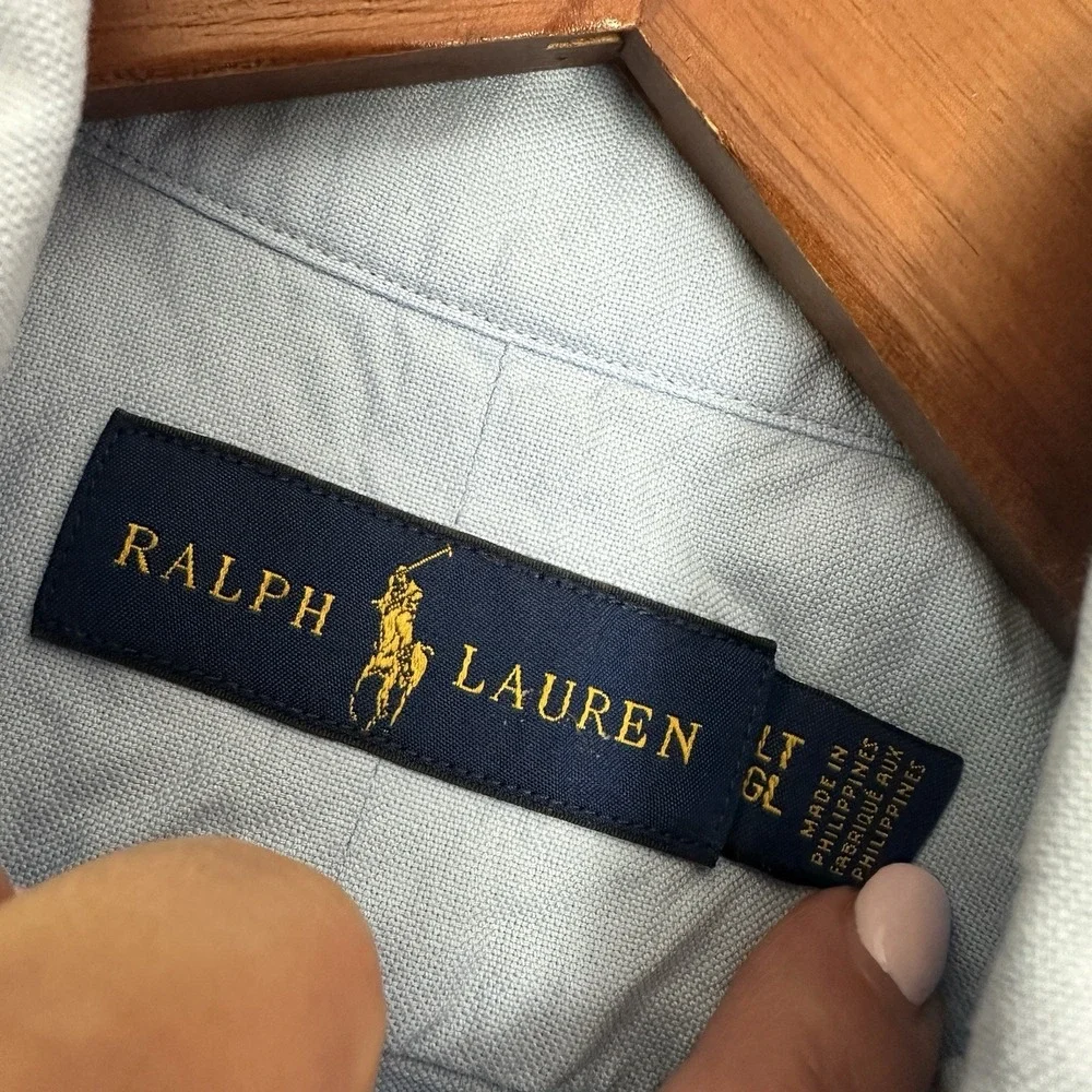 Polo Ralph Lauren Mens LT Large Tall Blue Oxford Button Down Shirt Preppy